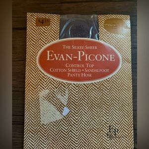 VTG Evan-Picone Silkee Sheer Off Black Long Sandalfoot‎ Panty Hose No Size #183